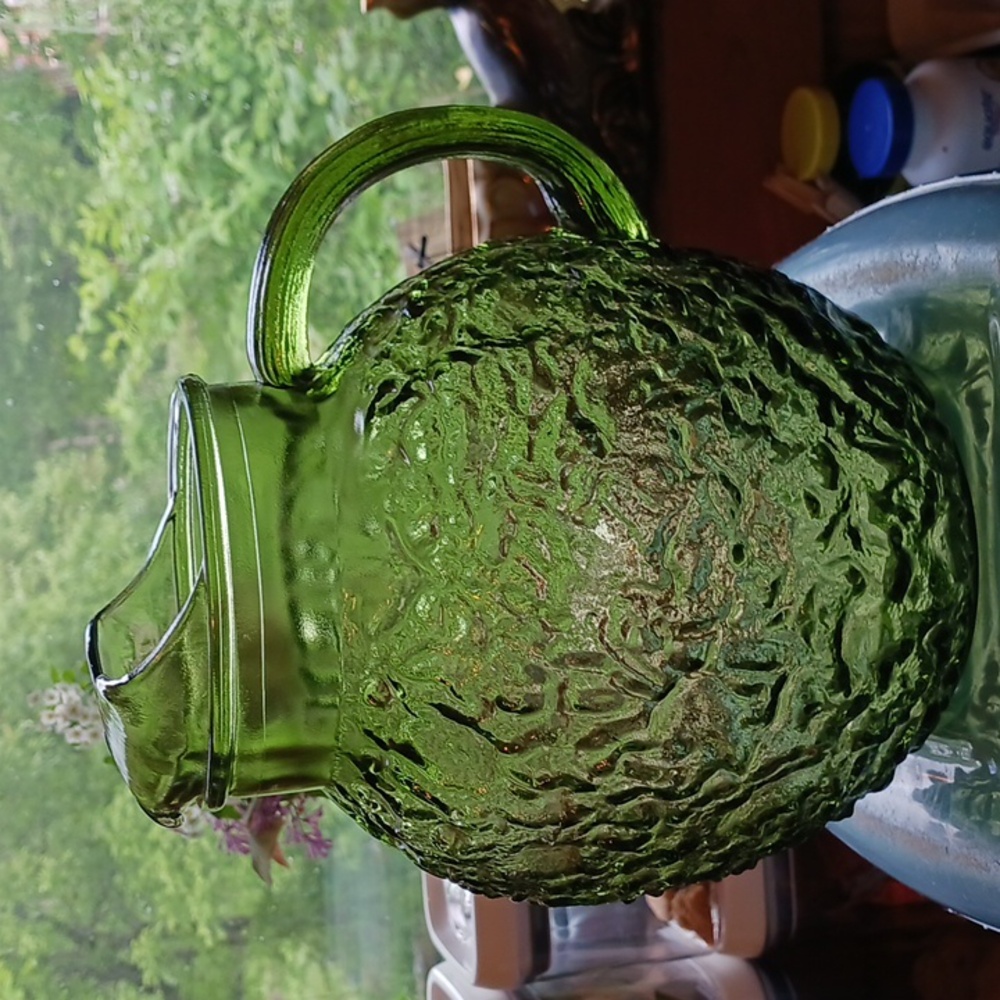 Vintage Water Picture Mint Large Green Glass